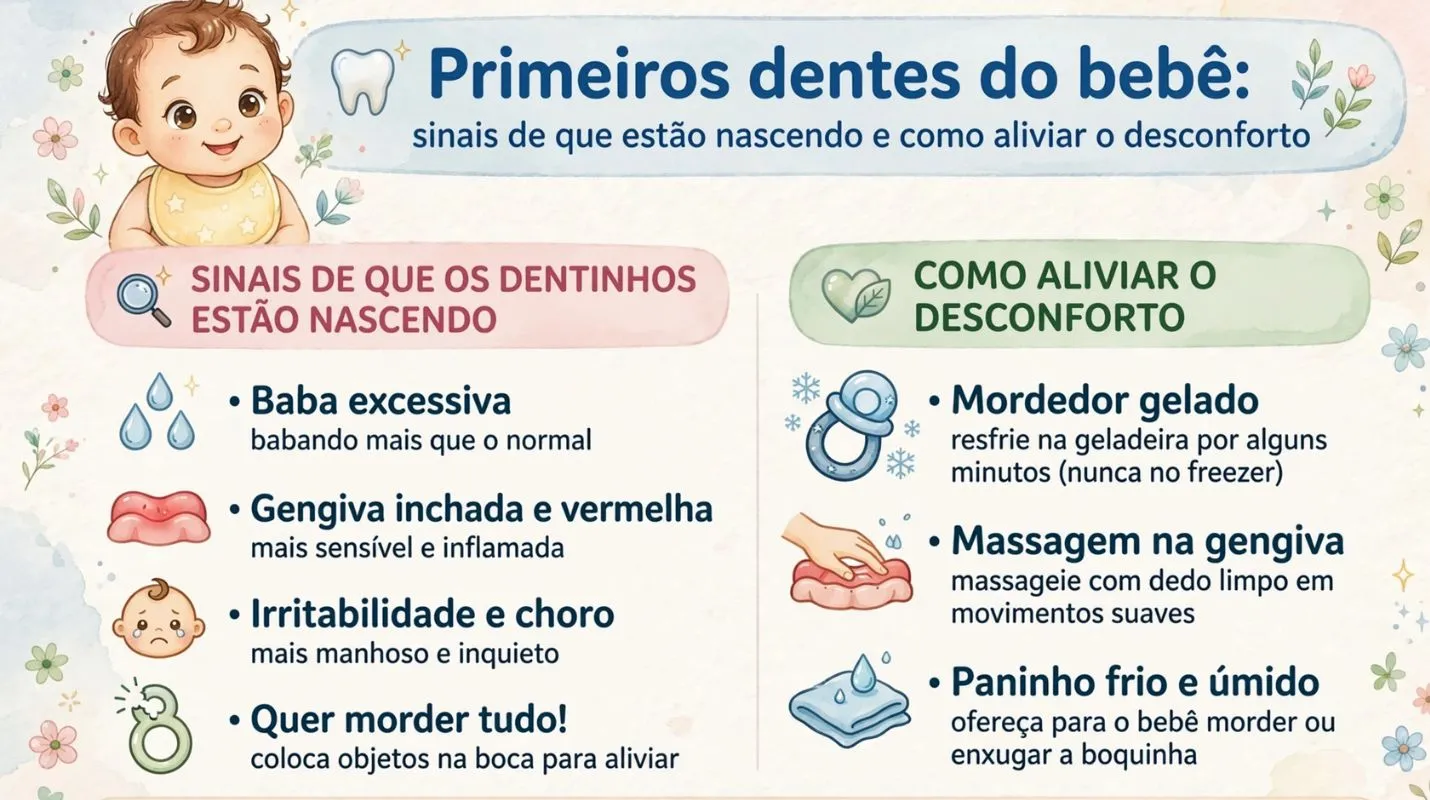 Primeiros dentes de leite do bebê